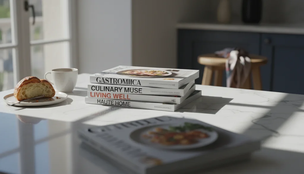 Stack of food magazines